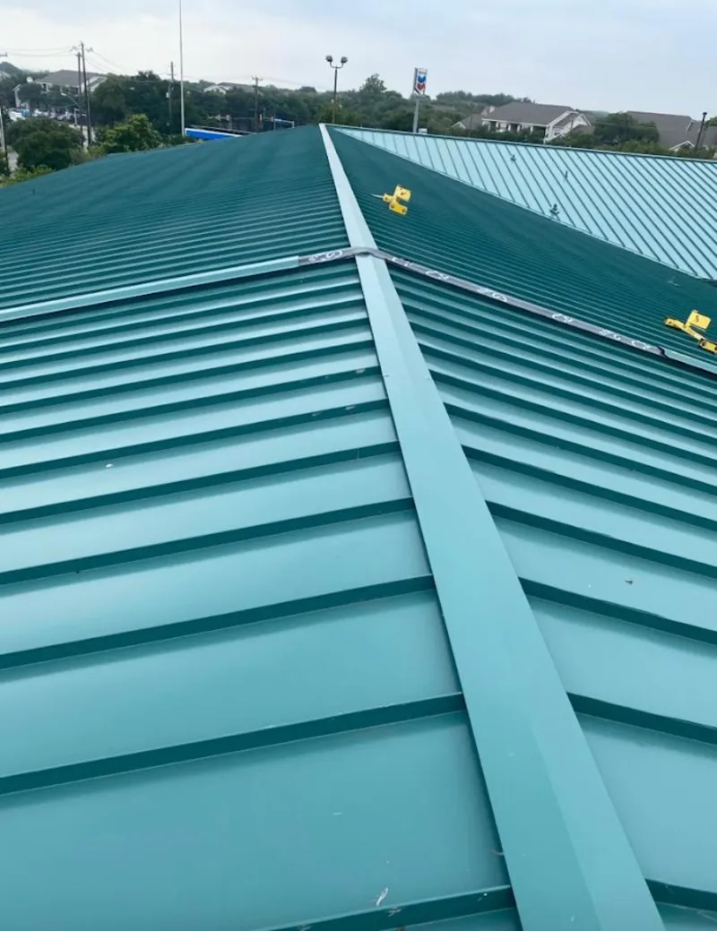 Green commercial metal roof ridge and valley for Metal Roof Repair in East Lyme